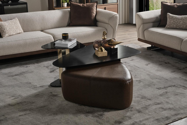 Wandmeubel salontafel Bijzettafel Poef Woonkamer Set Nieuw 3-delig.