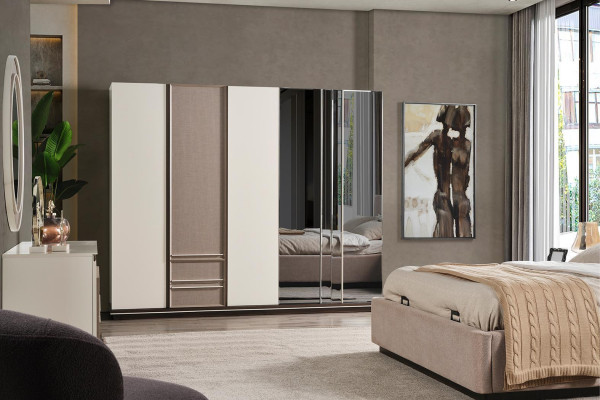 Slaapkamer Set Bed 2x Nachtkastjes Kledingkast Luxe nieuw 4-delig