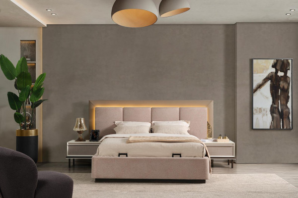 Slaapkamer Set Bed 2x Nachtkastjes Kledingkast Luxe nieuw 4-delig