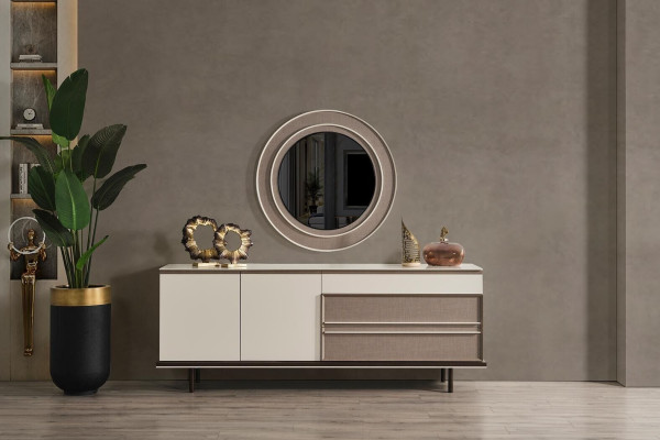 Eetkamer set Eetgroep Eettafel 4x Stoelen Dressoir + Spiegel 7-delig