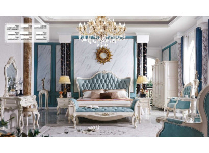 Klassiek bed Luxe Chesterfield lederen slaapkamer barok meubels Bedden 3-delig.
