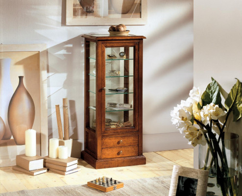 Woonkamer meubels dressoir massief houten vitrines glazen kast echt houten vitrine