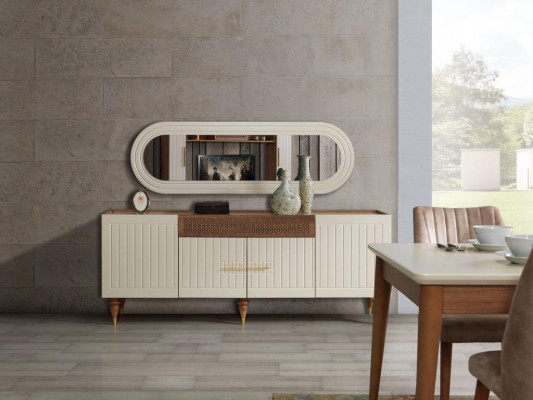 Compleet woonkamerset + eetkamerset tafel rek dressoir 6-delig.