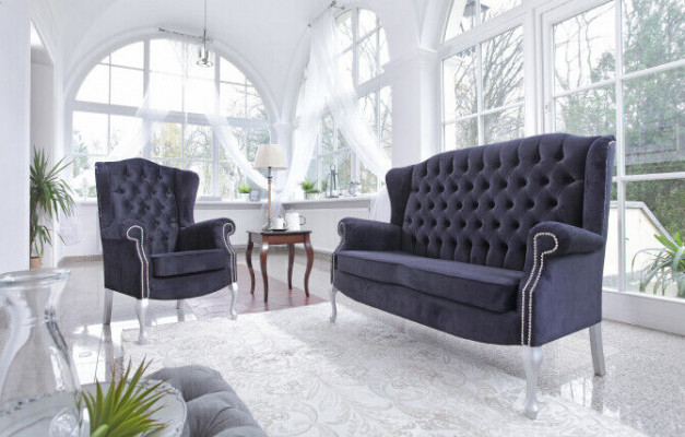 Klassiek Chesterfield bankstel 3+1+1 zitsbank bank gestoffeerd fluweel Nieuw