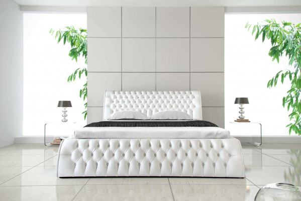 Chesterfield bed gestoffeerd ontwerp tweepersoons hotelbedden 180x200 slaapkamer leer