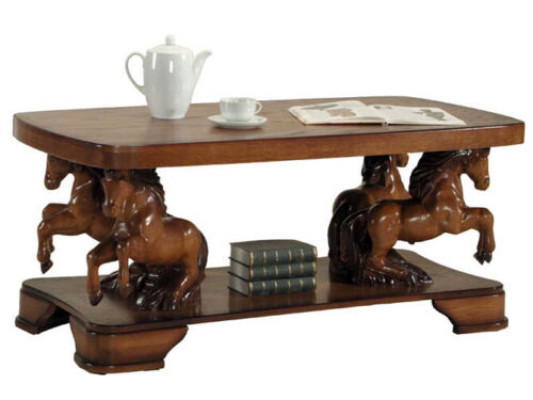 Echt handwerk Paardenhouten tafel, bank, bijzettafel 137cm Bank klassiek