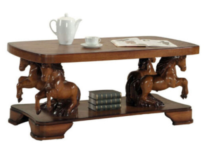 Echt handwerk Paardenhouten tafel, bank, bijzettafel 137cm Bank klassiek