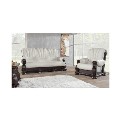 Driepersoonsbank Leren Bank Houten Bekleding Klassieke Gesneden Banken Sofa's