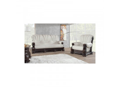 Driepersoonsbank Leren Bank Houten Bekleding Klassieke Gesneden Banken Sofa's