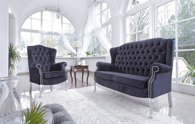 Klassieke Chesterfield tweezitter 2-zitsbank bank gestoffeerd in fluweel couches