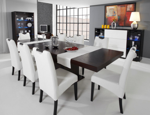 Compleet set eettafel + 8 stoelen eetkamerset eetgroep houten tafel