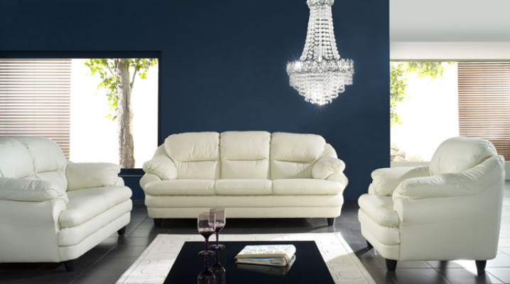 Bankstel 3+2+1 zits set Design banken Beklede banken Relax leren