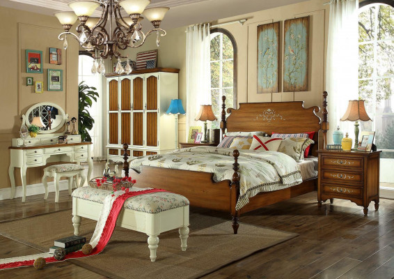 Ontwerper tweepersoonsbed bedden hout Amerikaans hotel luxe slaapkamer nieuw
