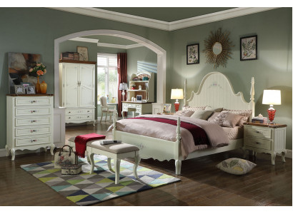 Onmiskenbaar wit slaapkamer set in klassieke stijl.