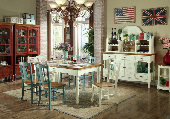 Eettafel 6x stoelen eetkamer set groep meubilair tafel zitgroep 7-delig hout nieuw