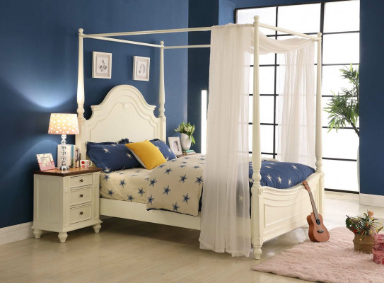 Hemelbed Bed 3-delige set Slaapkamer Bedden 3-delige set Landelijke meubels Nachtkastje