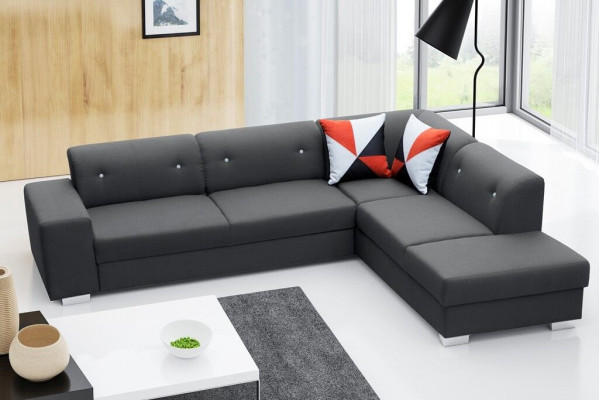 Sofa Slaapbank Designer Sofa met slaapfunctie + opbergruimte Hoekbank Bank NIEUW