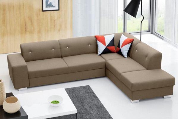 Sofa Slaapbank Designer Sofa met slaapfunctie + opbergruimte Hoekbank Bank NIEUW