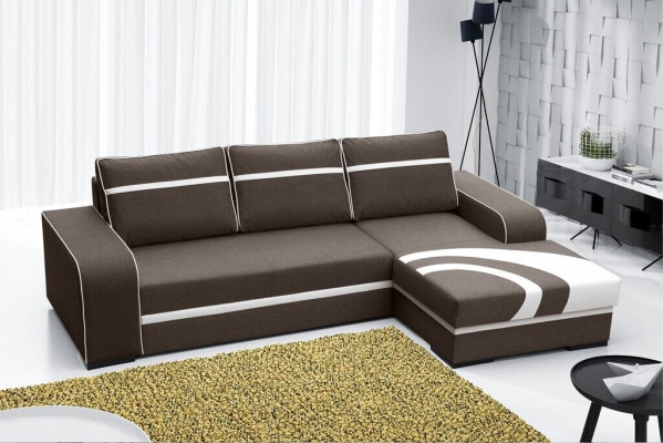 Slaapbank hoekbank bank met slaapfunctie en bekleding - Moderne set met slaapfunctie NIEUW