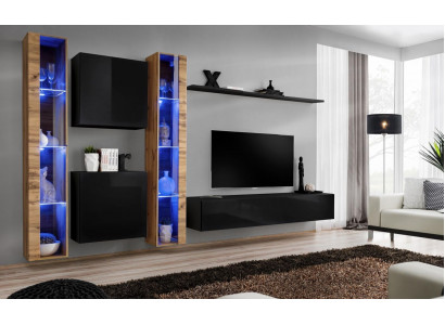 Wandmeubel Wandkast Modern Design TV-standaard Zwart Woonkamer meubilair Compleet.