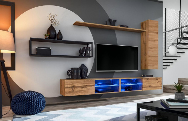 Bruine Luxe Nieuwe Woonwand Set Woonkamermeubelen Inrichting Wandschrank Wandrek