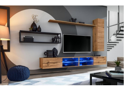 Bruine Luxe Nieuwe Woonwand Set Woonkamermeubelen Inrichting Wandschrank Wandrek