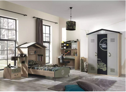 Kindermeubels Luxe kinderkamerset Bed Groen Bedframe 5-dlg Hout