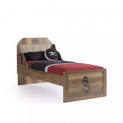 Kinderkamerset Piraten Bedframe Eenpersoonsbed Hout Bruin 5-delige set
