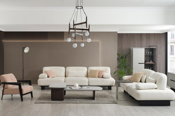 Ontwerper Witte bank Luxe woonkamersofaset Edel fauteuil