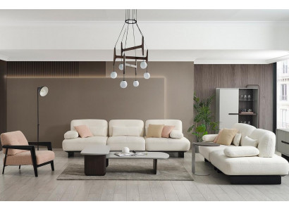 Ontwerper Witte bank Luxe woonkamersofaset Edel fauteuil