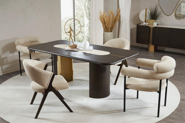 Eetkamer Moderne meubels Designer eetgroep Zwarte tafel 4x stoelen
