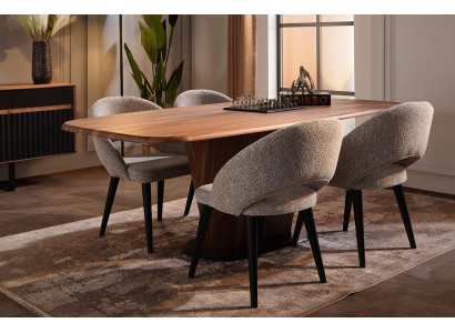 Complete eetkamerset Rechthoekige eettafel 4x gestoffeerde stoelen