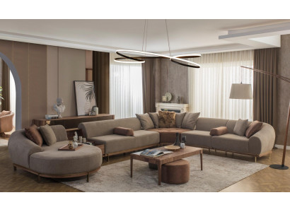 Modern beige hoekbank U-vorm woonlandschap luxe banken voor de woonkamer