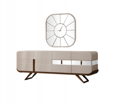 Wit-bruine eetkamerset Moderne eettafel 6x gestoffeerde stoelen 9-delig