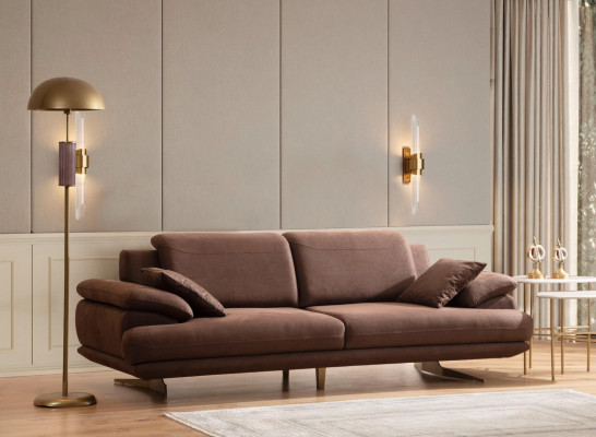 Beige-bruin woonkamer bankstel 3-zits fauteuil salontafel