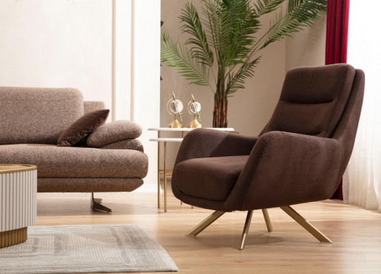 Beige-bruin woonkamer bankstel 3-zits fauteuil salontafel