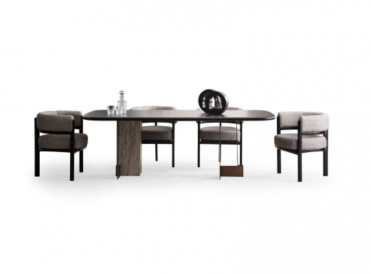 Bruine eetkamerset Luxe eettafel met 6 stoelen 7-delige set