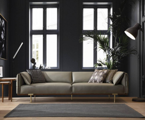 Designer woonkamerset Luxueuze leren bankstellen Textiel fauteuils 3-delig