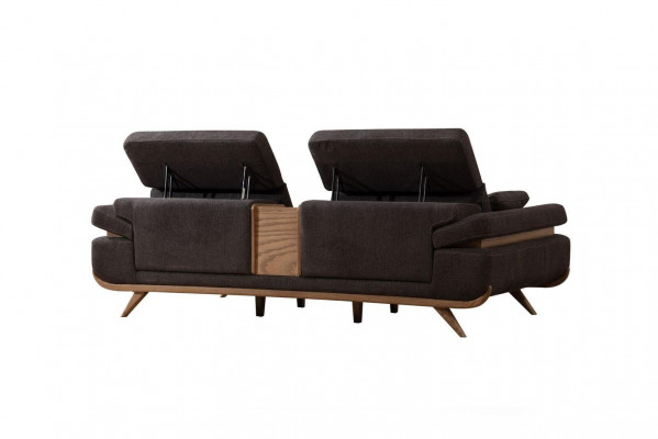 Bruin-wit zitmeubilair Driepersoonsbank Luxe gestoffeerde fauteuil 2-delige set