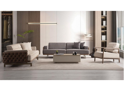 Moderne lichte bankstel 3+3+1 Set Designer woonkamer zitbank 3-delig