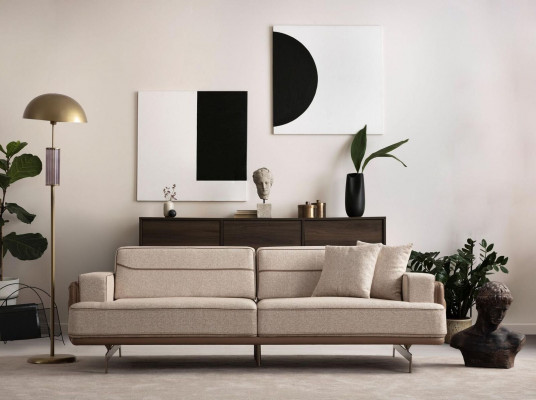 Moderne lichte bankstel 3+3+1 Set Designer woonkamer zitbank 3-delig