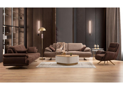 Bruine woonkamerbanken Designer 3+3+1-zits set, enkele zits 3-delig