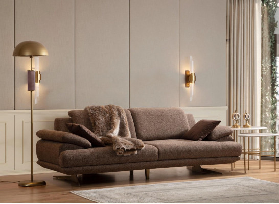 Bruine woonkamerbanken Designer 3+3+1-zits set, enkele zits 3-delig
