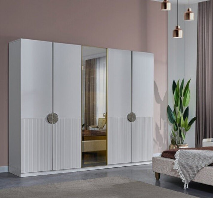 Moderne witte kledingkast slaapkamer, 4-deurs houten kast meubels