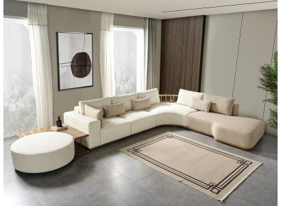 Witte hoekbank Moderne woonkamer meubels Designer bankstel Stoffen bankstel 2-delig