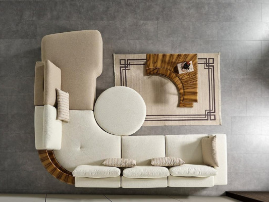 Witte hoekbank Moderne woonkamer meubels Designer bankstel Stoffen bankstel 2-delig