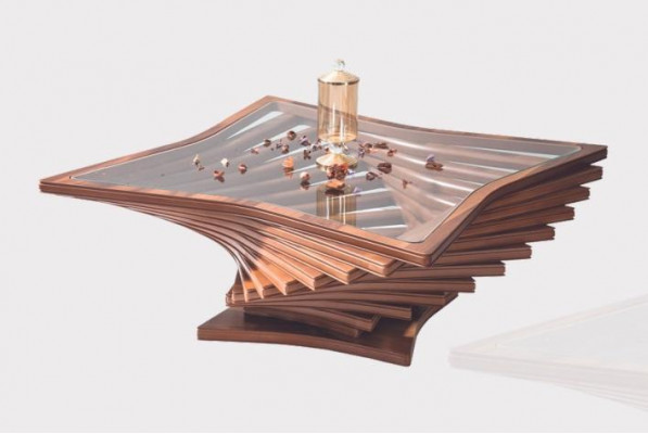 Exclusieve gouden salontafel Woonkamer bijzettafel Luxe glazen tafel