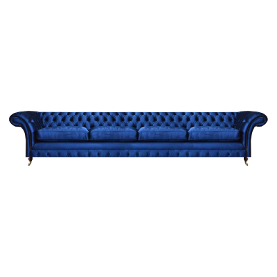 Luxe moderne zitmeubelen sofa vierzitsbank blauw Chesterfield woonkamer