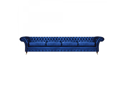 Luxe moderne zitmeubelen sofa vierzitsbank blauw Chesterfield woonkamer
