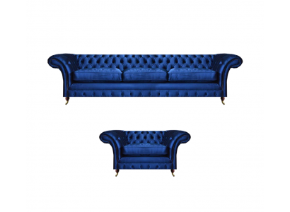 Luxe zitmeubel bankstel 2-delig sofa driezitter bank met fauteuil Chesterfield nieuw